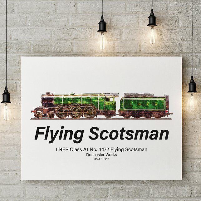 Foto Tren de vapor de Escocia volante Locomotora ingles (Flying Scotsman Steam Train English Locomotive. Photo Print)