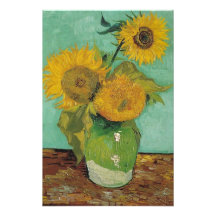 Tres girasoles en un jarrón, Vincent van Gogh.