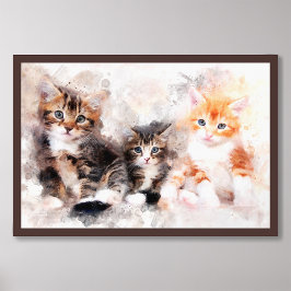Foto Tres hermosos y lindos gatitos acuarela