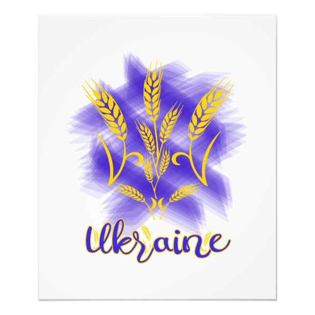 Foto Tridente ucraniano hecho de oído de trigo (Frente)