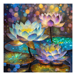 Foto Trío de flores de loto brillantes