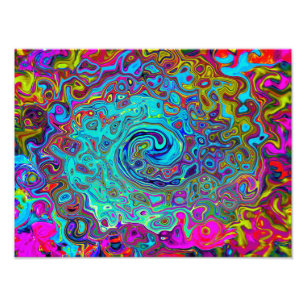 Foto Trippy Sky Blue Abstract Retro Liquid Swirl