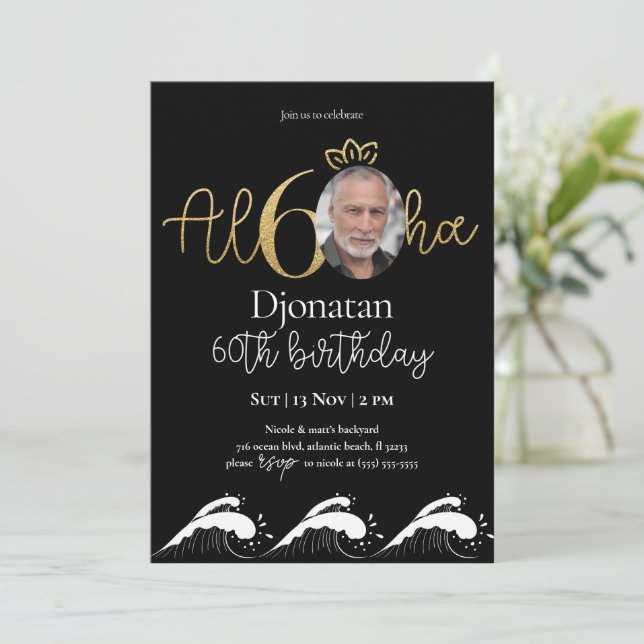 Foto tropical 60.ª invitación de cumpleaños de oro (Anverso de pie)