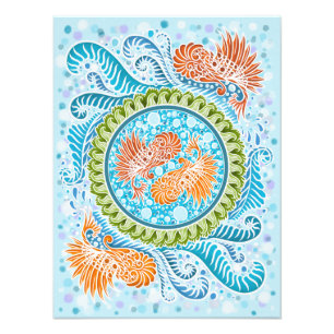 Foto Tropical Koi Mandala Vibrante Ocean Zen Art