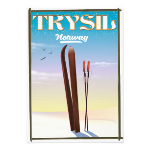 Foto Trysil Noruega, cartel de viaje de esquí de Norueg
