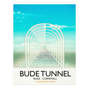 Foto Túnel Bude, afiche de viaje parodia de Cornwall
