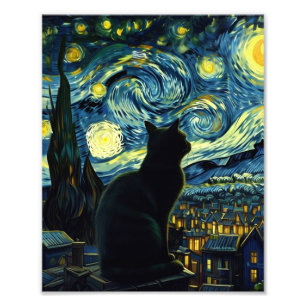 Foto Tuxedo gato estrellado noche Tuxedo dueño de gato