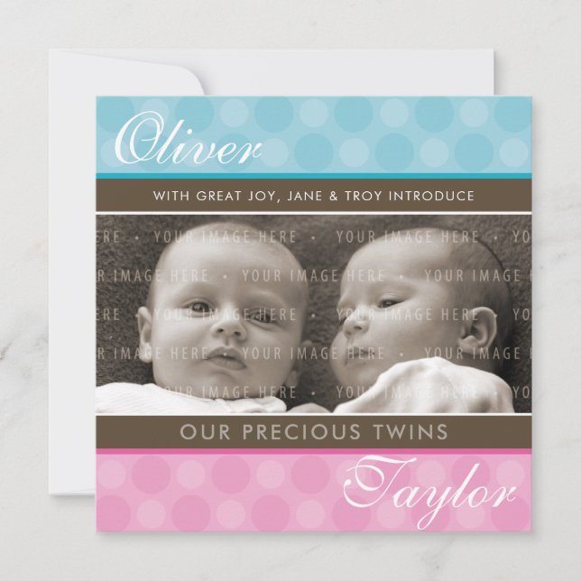 FOTO TWINS NACIMIENTO ANUNCIO lindo muchacho + chi (Anverso)