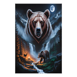 Foto Two bears in the forest dark 4