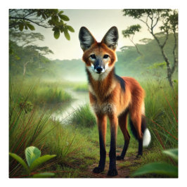 Foto Um lobo-guará na planície Pantaneira.