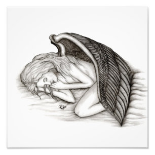 Foto Un ángel dormido, diseño blanco y negro