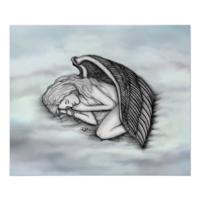 Foto Un ángel durmiente en las nubes del cielo (Frente)