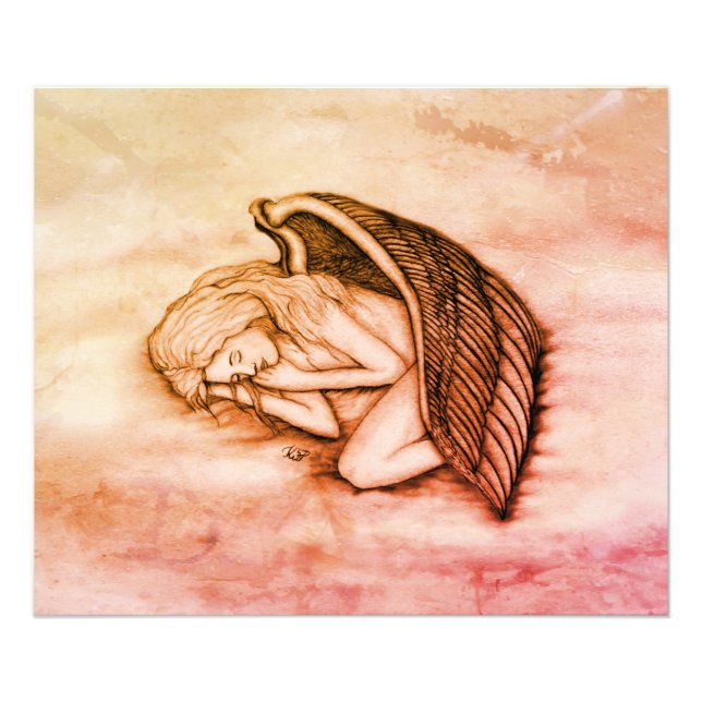 Foto Un ángel durmiente en las nubes del cielo en marmo (Frente)