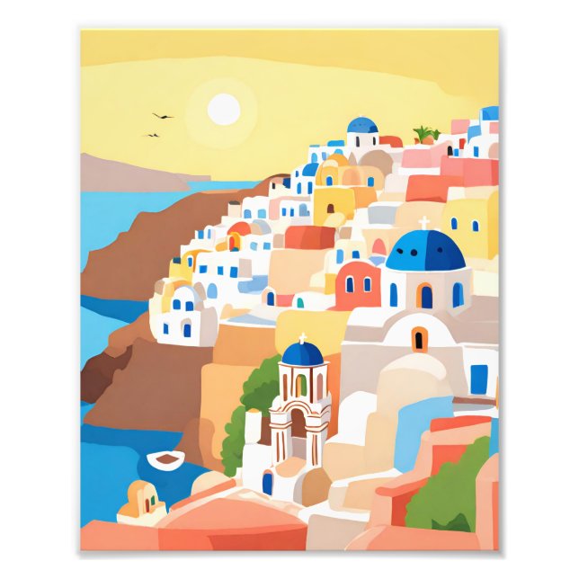Foto Un Bonito Cuadro De La Isla Santorini (Frente)