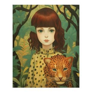 Foto Un chica con una huella de leopardo