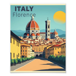 Foto Un clásico cartel de viaje nostálgico – Florencia