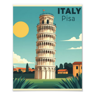 Foto Un clásico cartel de viaje nostálgico – Pisa Itali