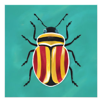 Foto Un escarabajo vibrante con tira roja, amarilla y n