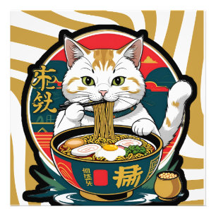 Foto Un gato afortunado comiendo un Ilustracion en un b
