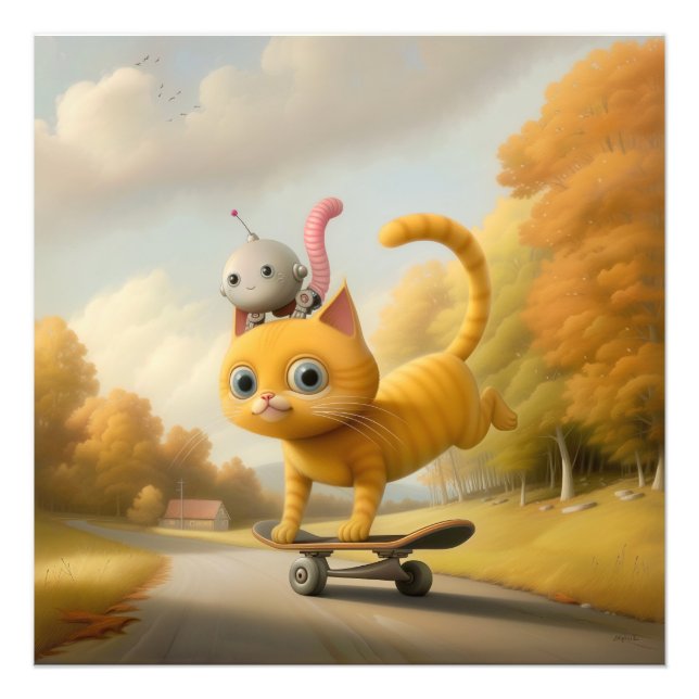 Foto Un gato y un pequeño robot maravillosos: ¡habilida (Frente)