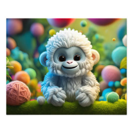 Foto Un lindo bebé Yeti hecho de hilo