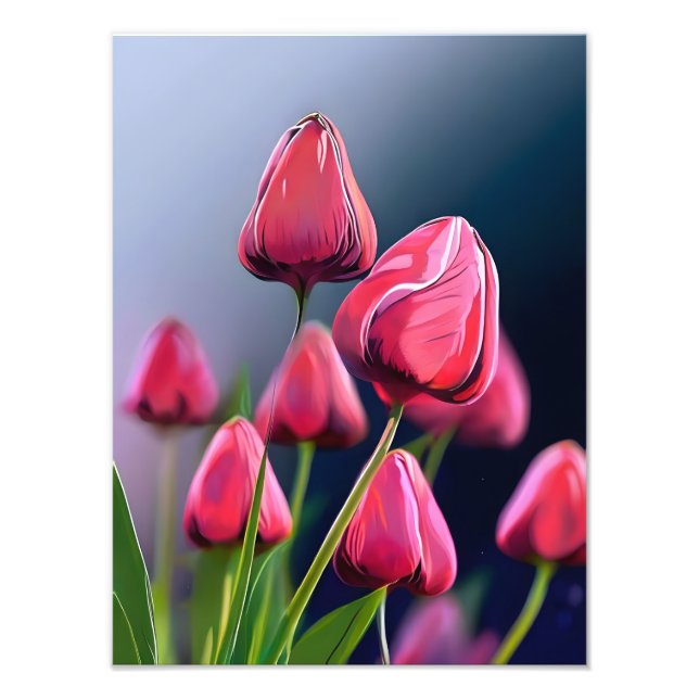Foto Un mar de tulipanes rosados (Frente)