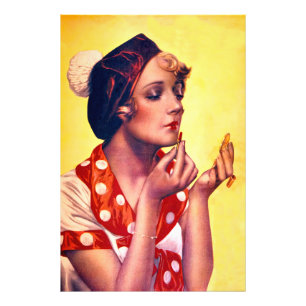 Foto Un poster vintage de arte deco de una joven mujer