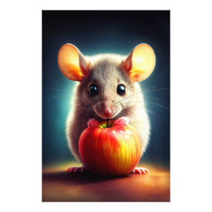 Foto Un roedor diminuto y adorable que sostiene manzana