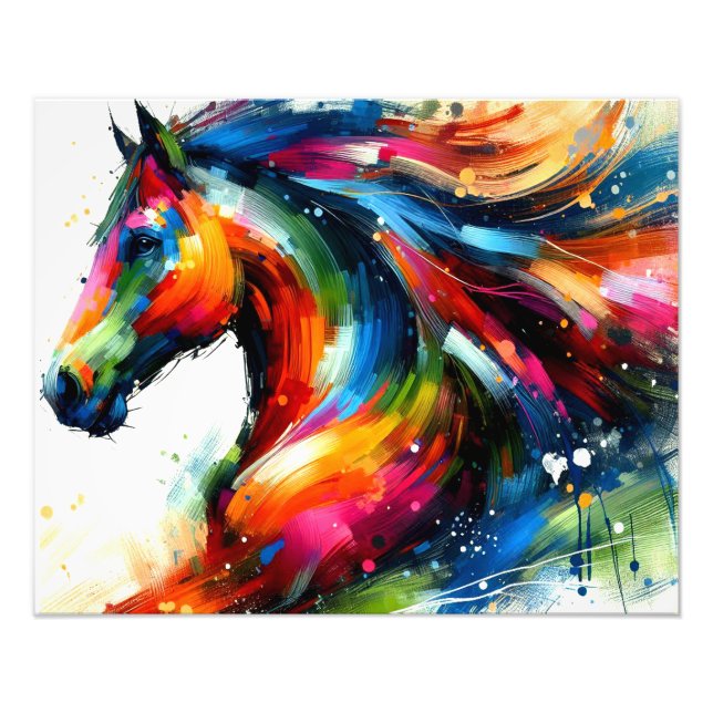 Foto Un vibrante Poster de caballos multicolor (Frente)
