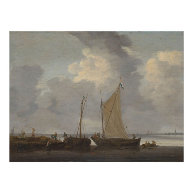 Foto Una calma con los pescadores descargando su captur (Frente)