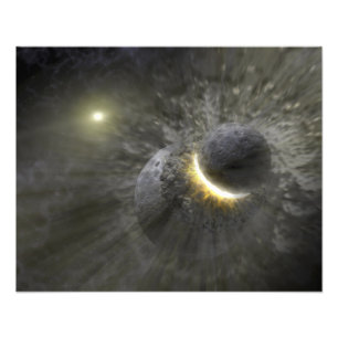 Foto Una colisión entre los objetos masivos en espacio