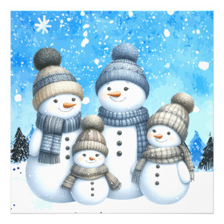 Foto Una familia de muñecos de nieve en la nieve