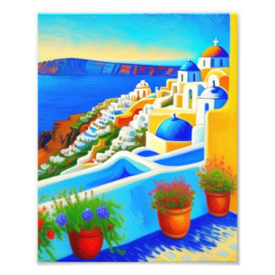 Foto Una hermosa pintura de la isla de Santorini