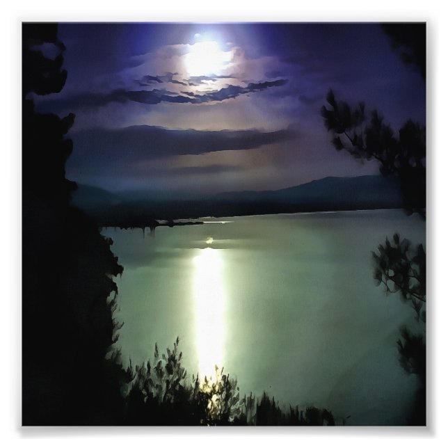 Foto Una Luna Llena Reflexionando Sobre El Arte Náutico (Frente)