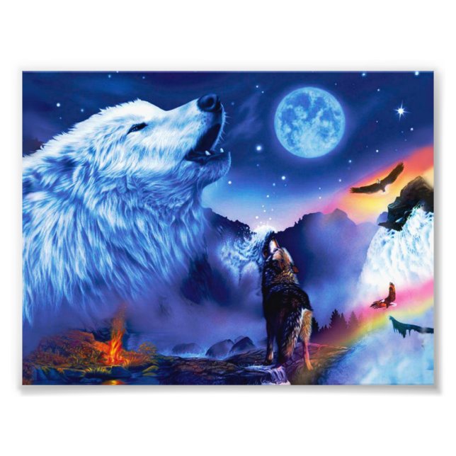 Foto Una manada de lobos en una noche oscura (Frente)