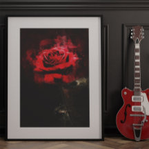 Una Rosa Roja Acuarela sobre Fondo Negro