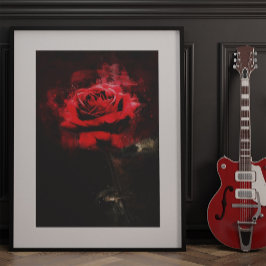 Foto Una Rosa Roja Acuarela sobre Fondo Negro