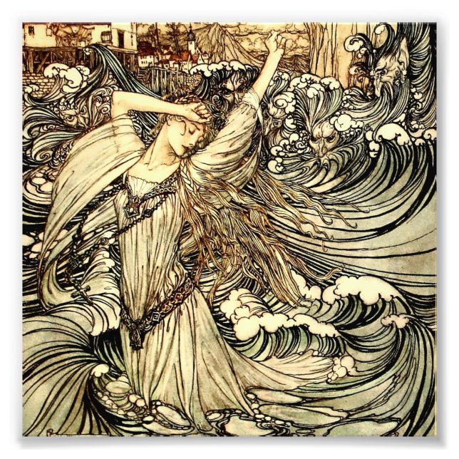 Foto "Undine in the Waves" por Arthur Rackham (Frente)
