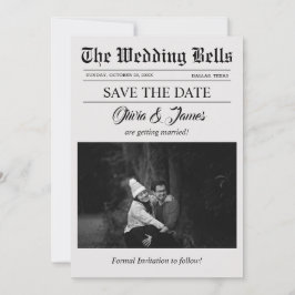 Foto única de Boda de periódico Guardar tarjeta de