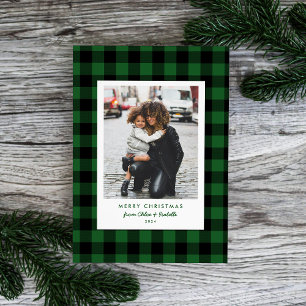 Foto única de Navidad con cuadros de búfalo verdes