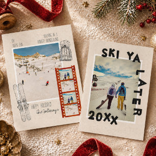 Foto única de Navidad de invierno con tema de esqu