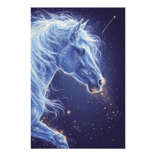 Foto Unicornio azul místico en un cielo nocturno estrel