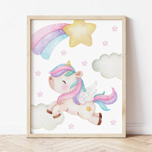 Foto Unicornio colorido, arcoiris, estrellas, guardería