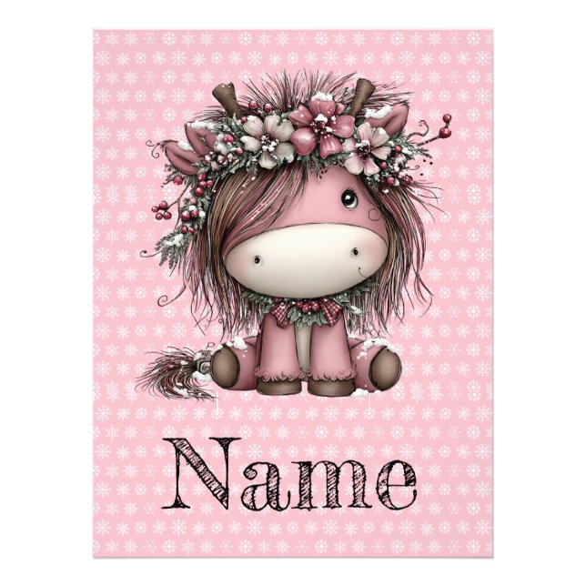 Foto Unicornio de Navidad rosa personalizado (Frente)