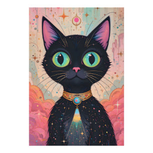 Foto Universo de gato negro futurista atómico