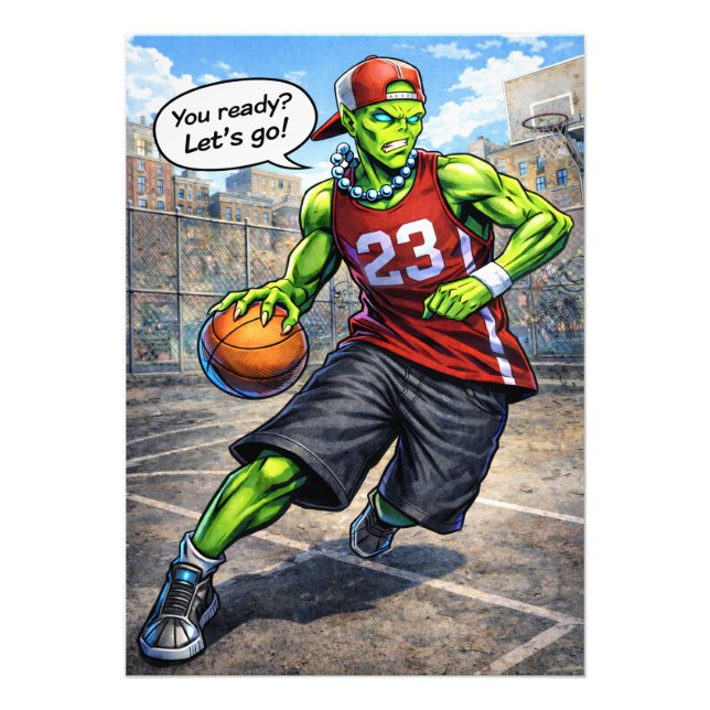 Foto Urban Alien Basketball Player - Comic Style Art (Frente)