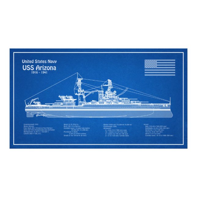 Foto USS Arizona - Planes de trazado de buques ABD (Frente)