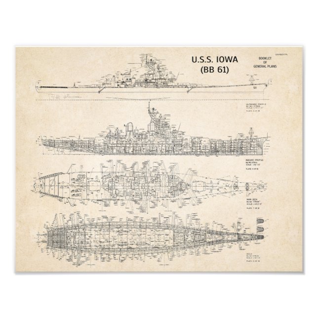 Foto USS Iowa Blueprints (Frente)