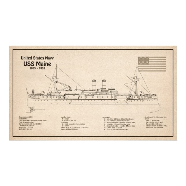 Foto USS Maine - Planes de trazado de buques SD (Frente)