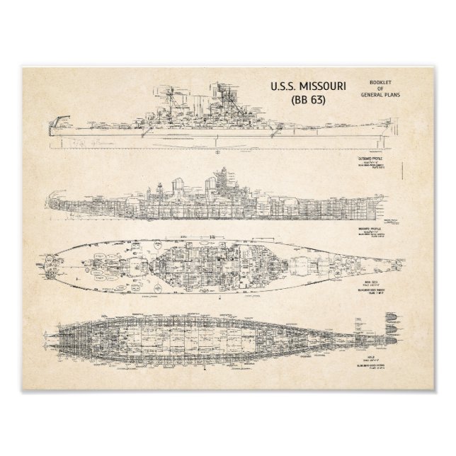 Foto USS MISSOURI Blueprints (Frente)